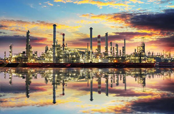 Oil refinery at night